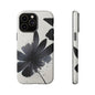 Monochrome Floral Tough Phone Case — Black Ink Flower Protective Cover