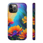 Floral Sunset Tough Phone Case — Vibrant Watercolor Flowers Protective Cover