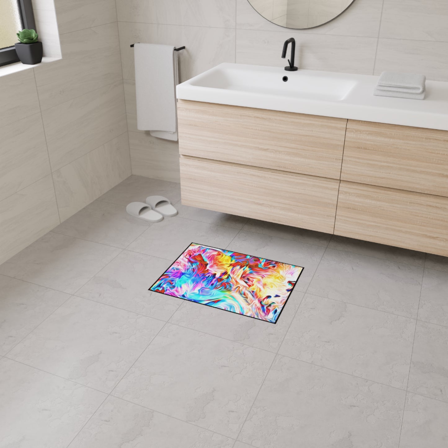 Abstract Swirl Heavy-Duty Floor Mat — Vibrant Colorful Entryway Rug