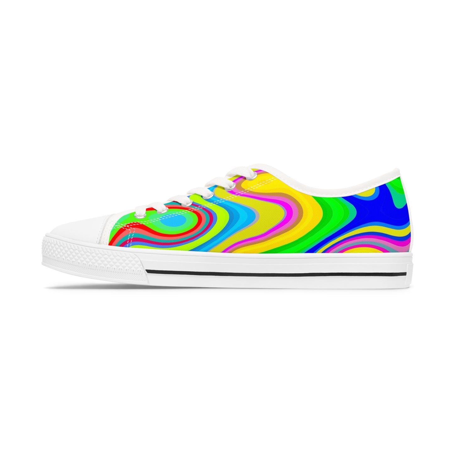 Low Top Sneakers — Vibrant Psychedelic Swirl Women's Canvas Shoes