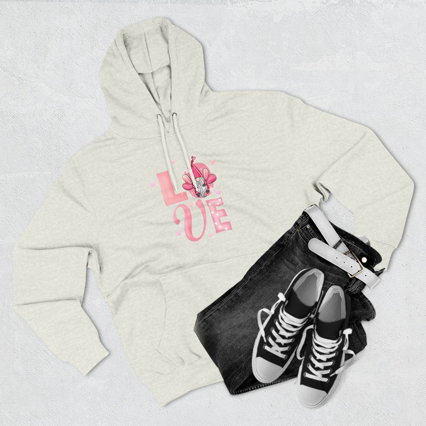 Love Blossom Hoodie — Pink Floral "LOVE" Graphic Fleece Hoodie