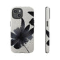 Monochrome Floral Tough Phone Case — Black Ink Flower Protective Cover