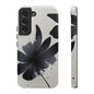 Monochrome Floral Tough Phone Case — Black Ink Flower Protective Cover