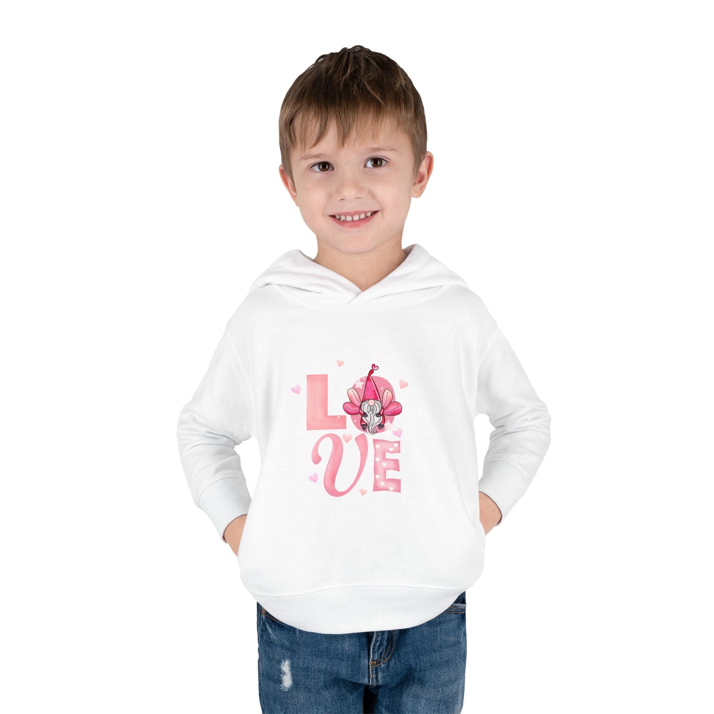 Toddler Hoodie — Pink "LOVE" Unicorn Heart Pullover