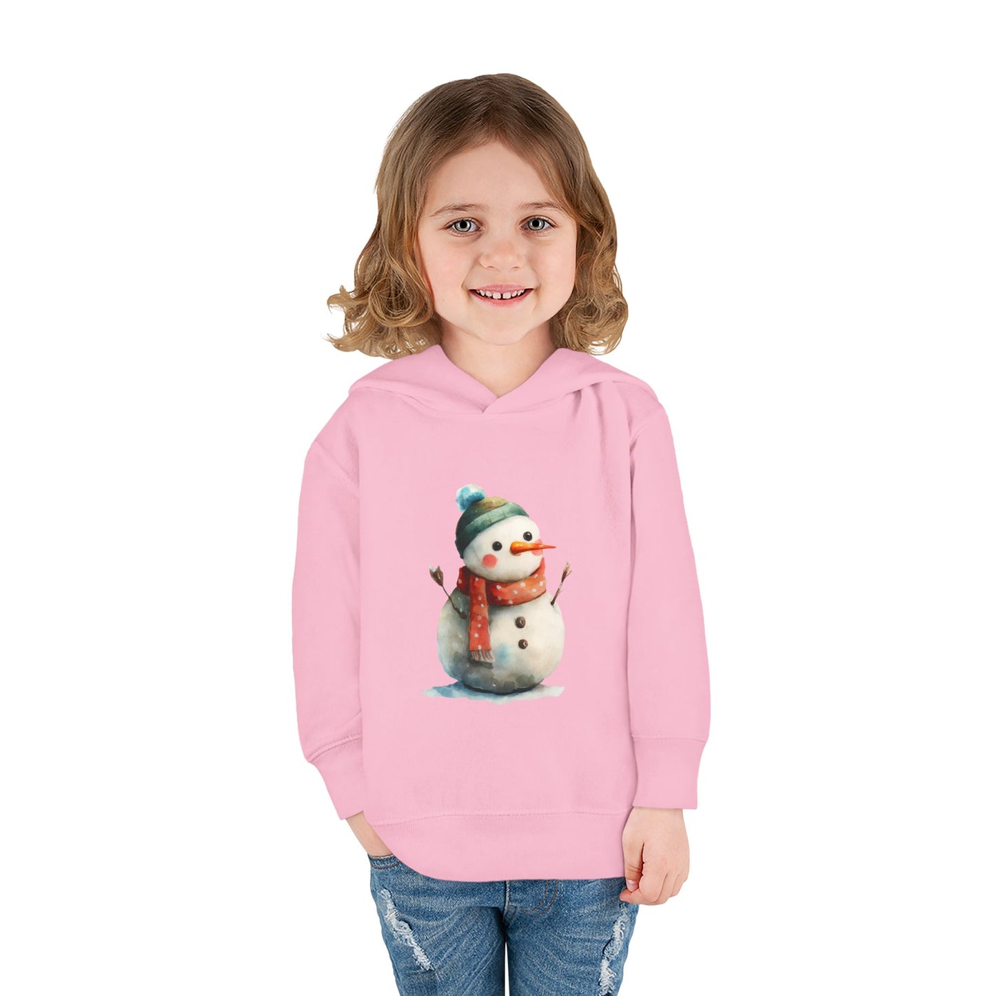 Cozy Snowman Toddler Pullover Fleece Hoodie - Winter Apparel, Cute Gift for Kids, Holiday Wear, Soft Hoodie for Toddlers, Christmas Outfit