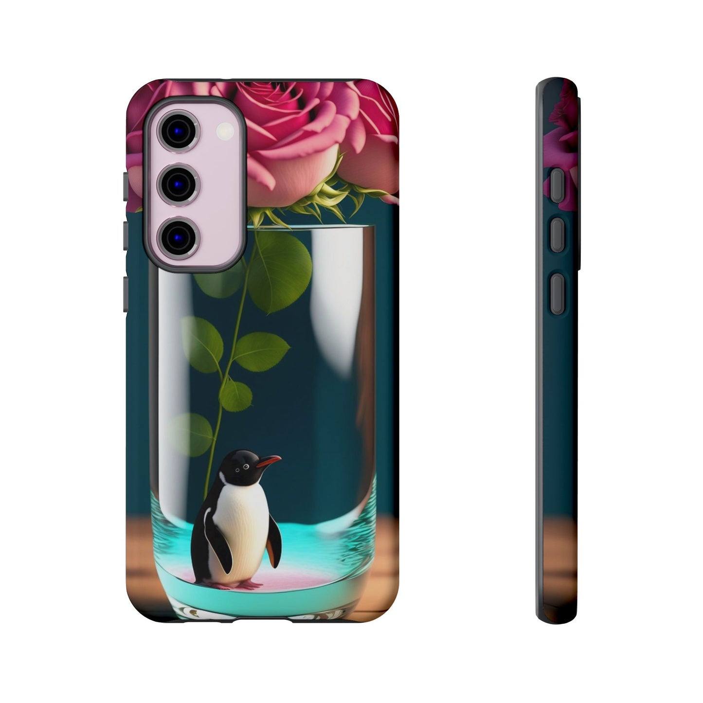 Penguin in a Glass Floral Tough Phone Case — Cute Protective Phone Cover