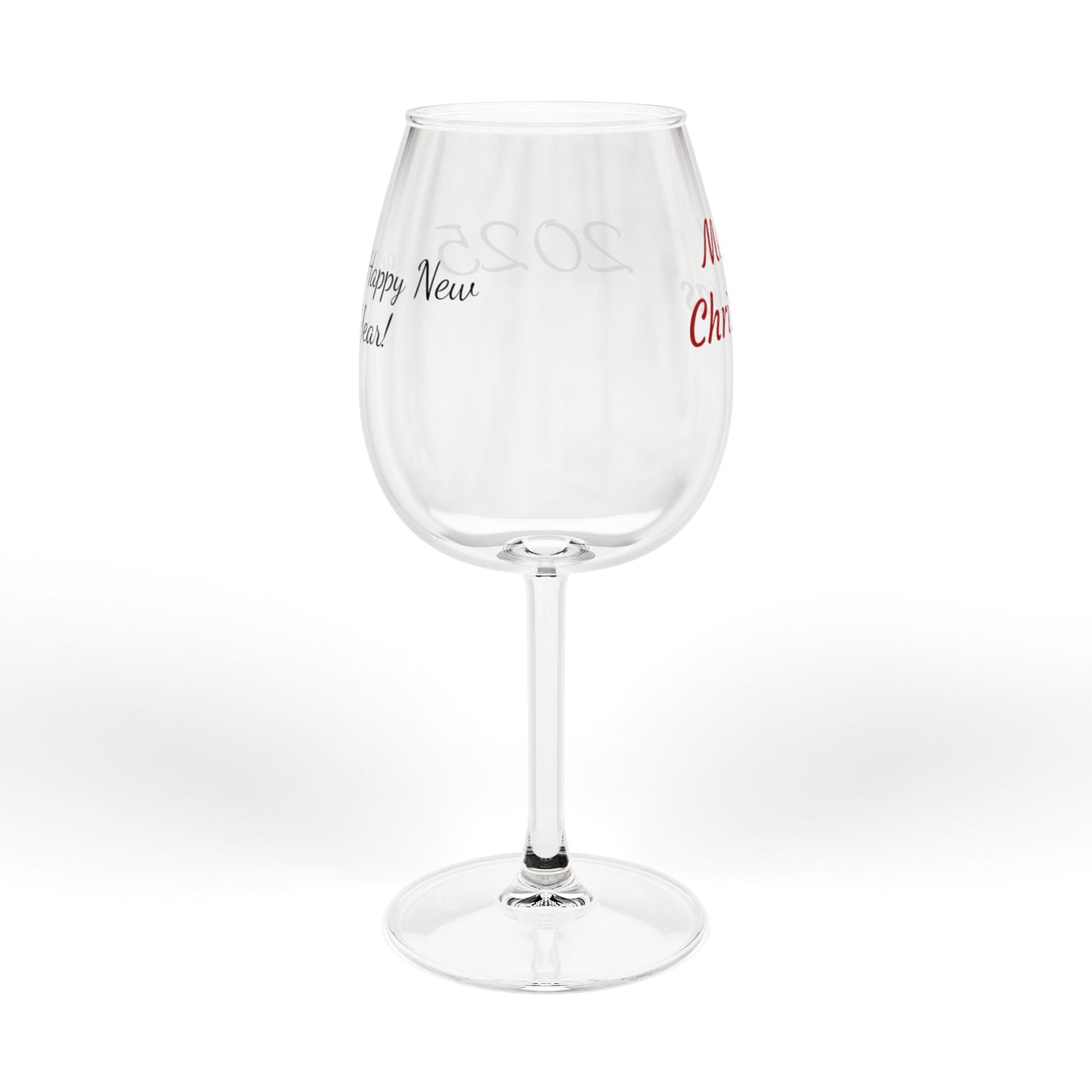 12oz Wine Glass — Merry Christmas Holiday Stemmed Wine Goblet
