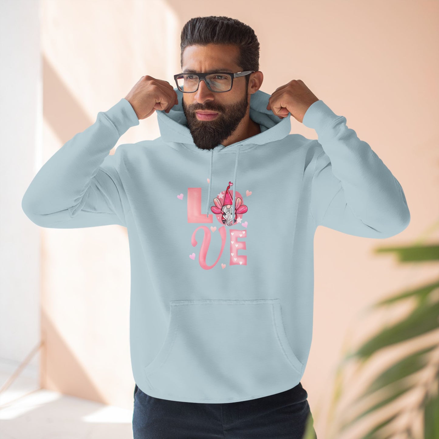 Love Blossom Hoodie — Pink Floral "LOVE" Graphic Fleece Hoodie
