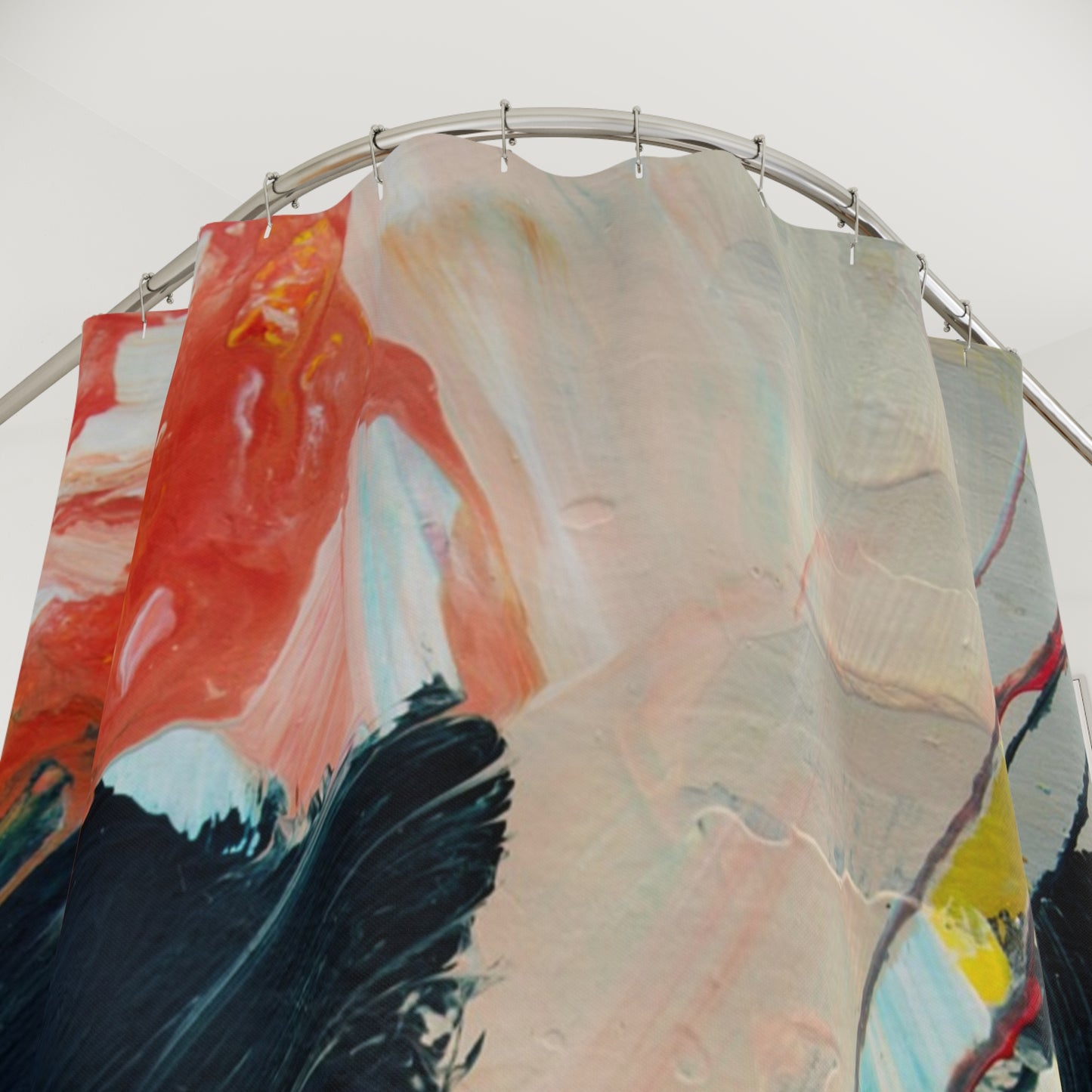 Abstract Color Splash Shower Curtain — Bold Contemporary Bathroom Art