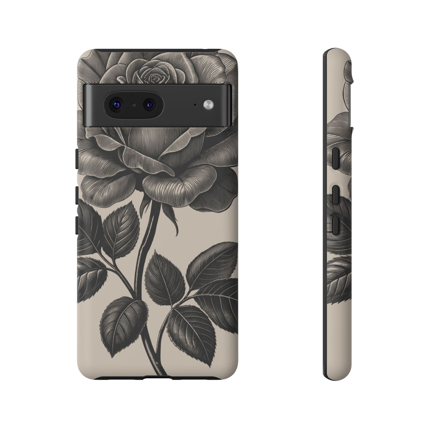 Black Rose Phone Case, Tough Cases with Floral Design, Elegant Tech Accessory, Gift for Flower Lovers, Stylish Protection