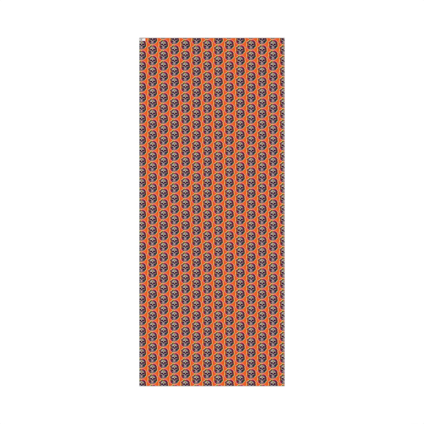 Day of the Dead Sugar Skull Gift Wrap Paper — Vibrant Orange Mexican Holiday Wrapping