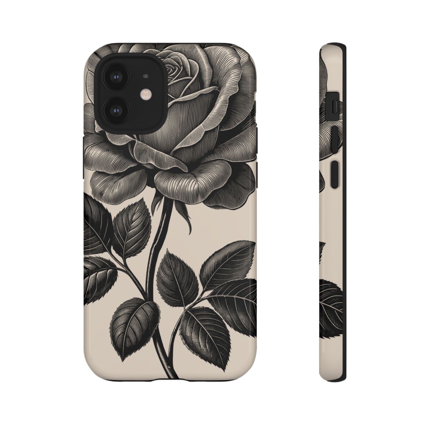 Black Rose Phone Case, Tough Cases with Floral Design, Elegant Tech Accessory, Gift for Flower Lovers, Stylish Protection