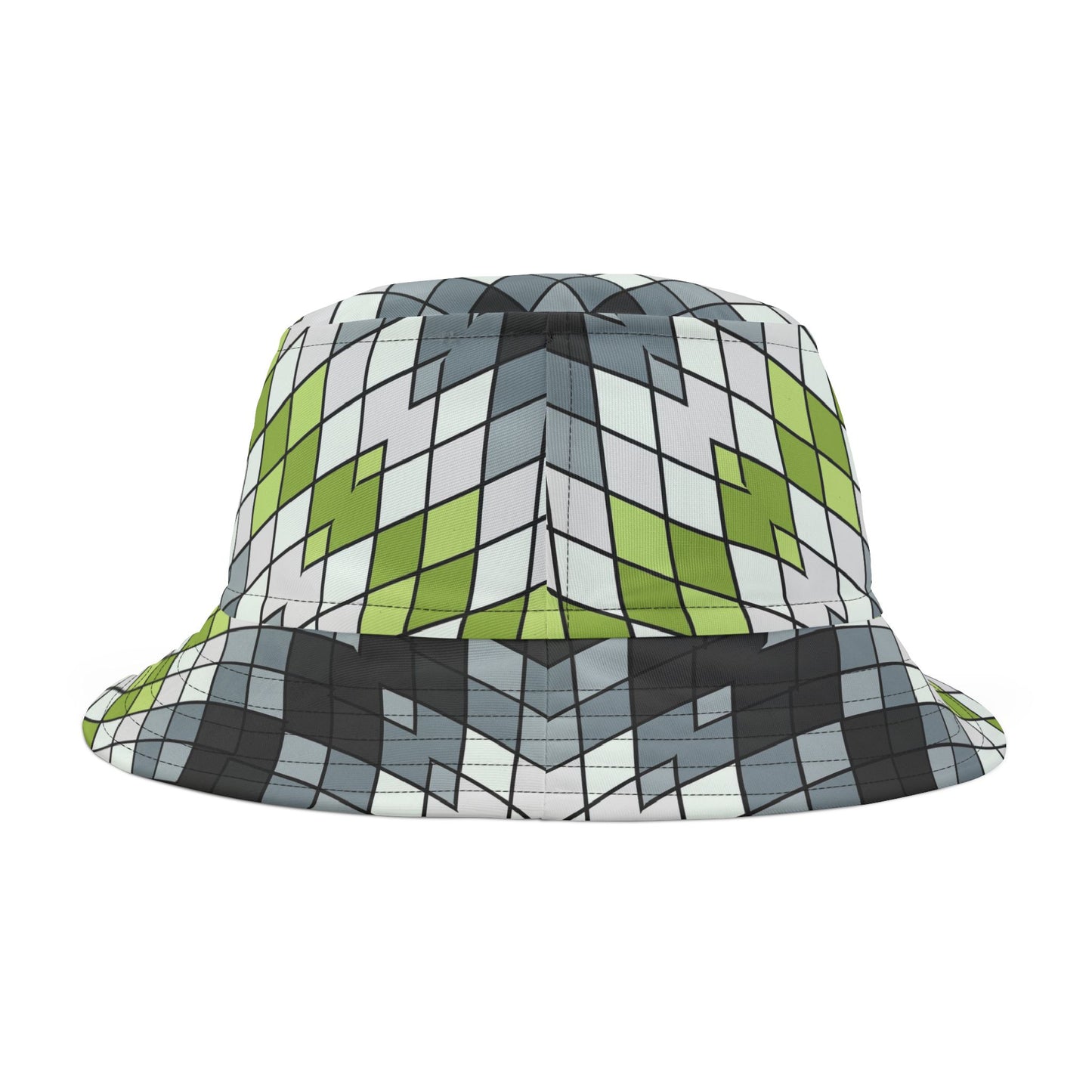 Argyle Geo Bucket Hat — Green & Gray Patterned Summer Sun Hat