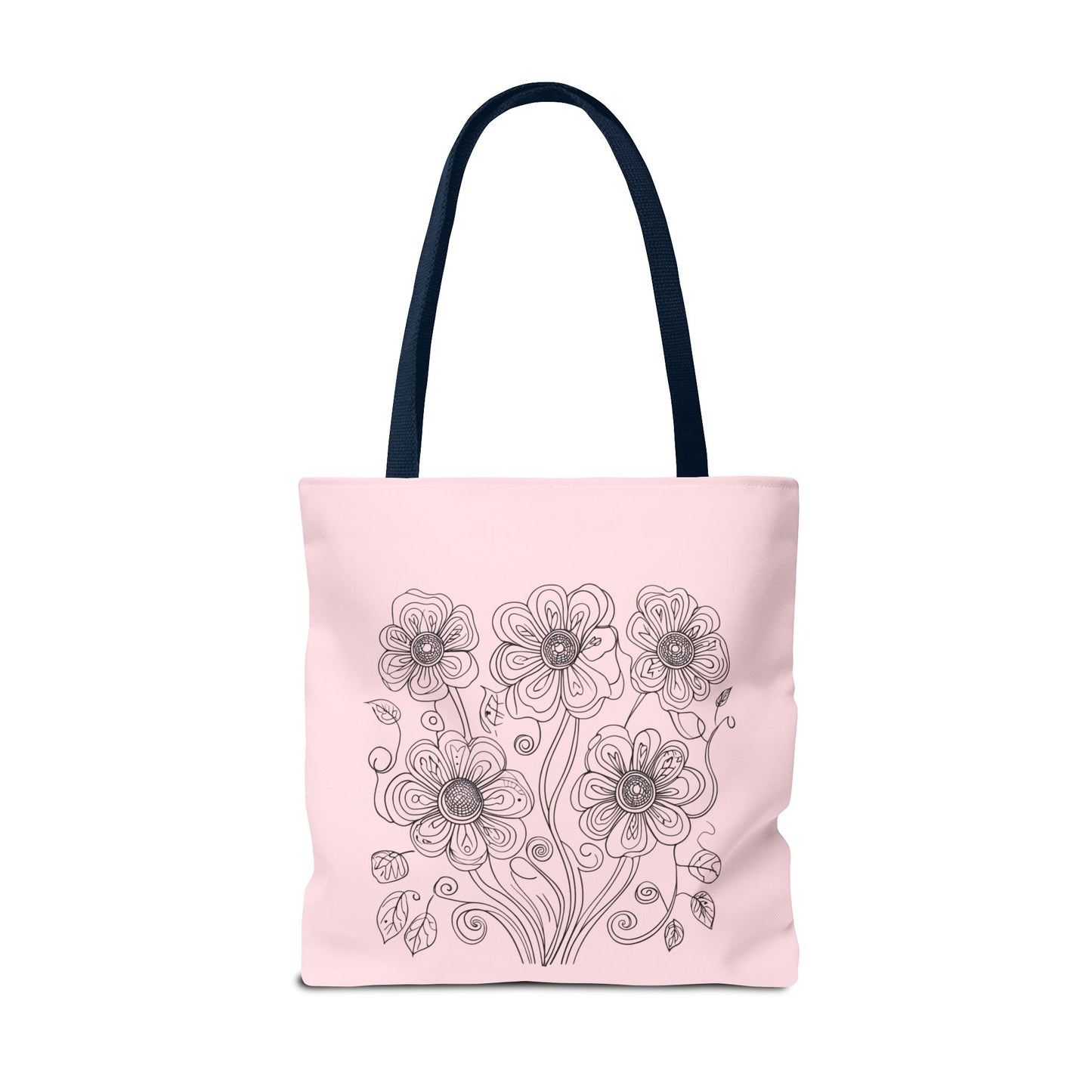 Floral Doodle Pink Tote Bag — Hand-Drawn Flower Design