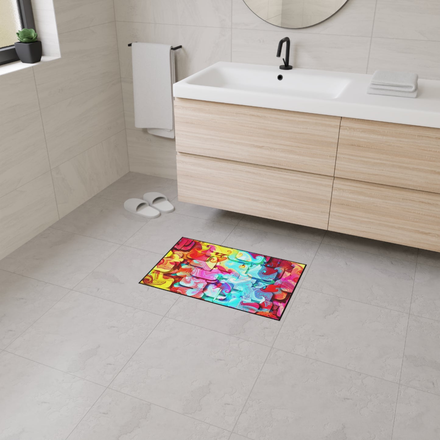 Abstract Color Splash Floor Mat — Heavy Duty Non‑Slip Door Rug