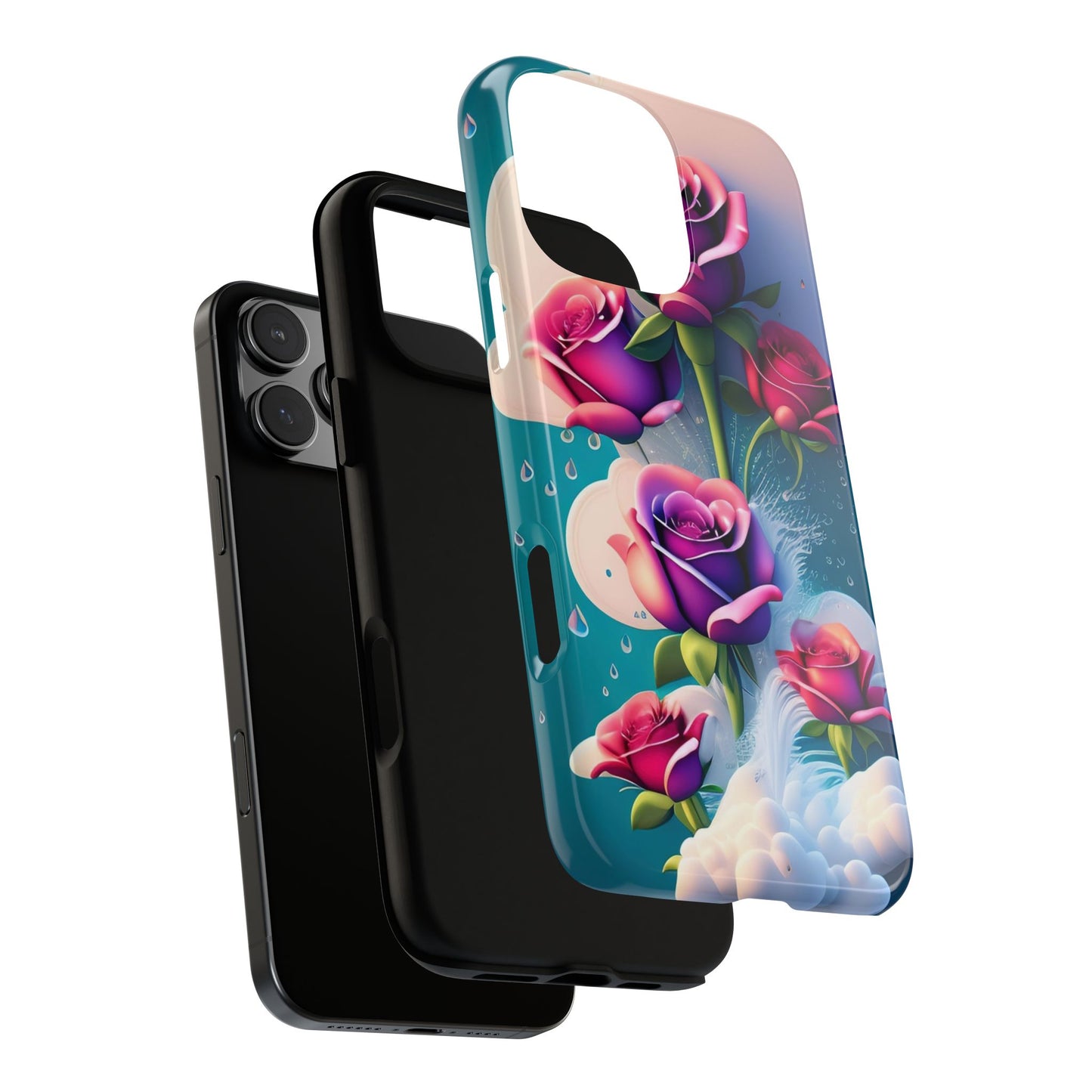 Floral Dream Tough Phone Case — Rose Bouquet Clouds Design