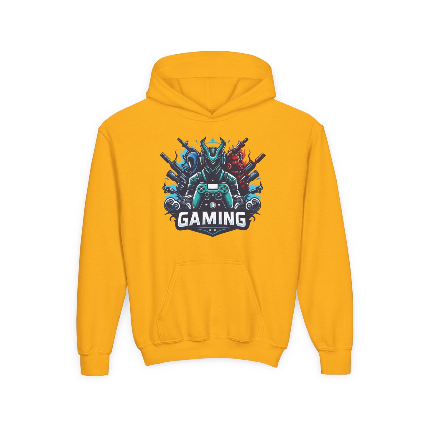 Youth Gaming Hoodie — Robotic Gamer Emblem Sweatshirt