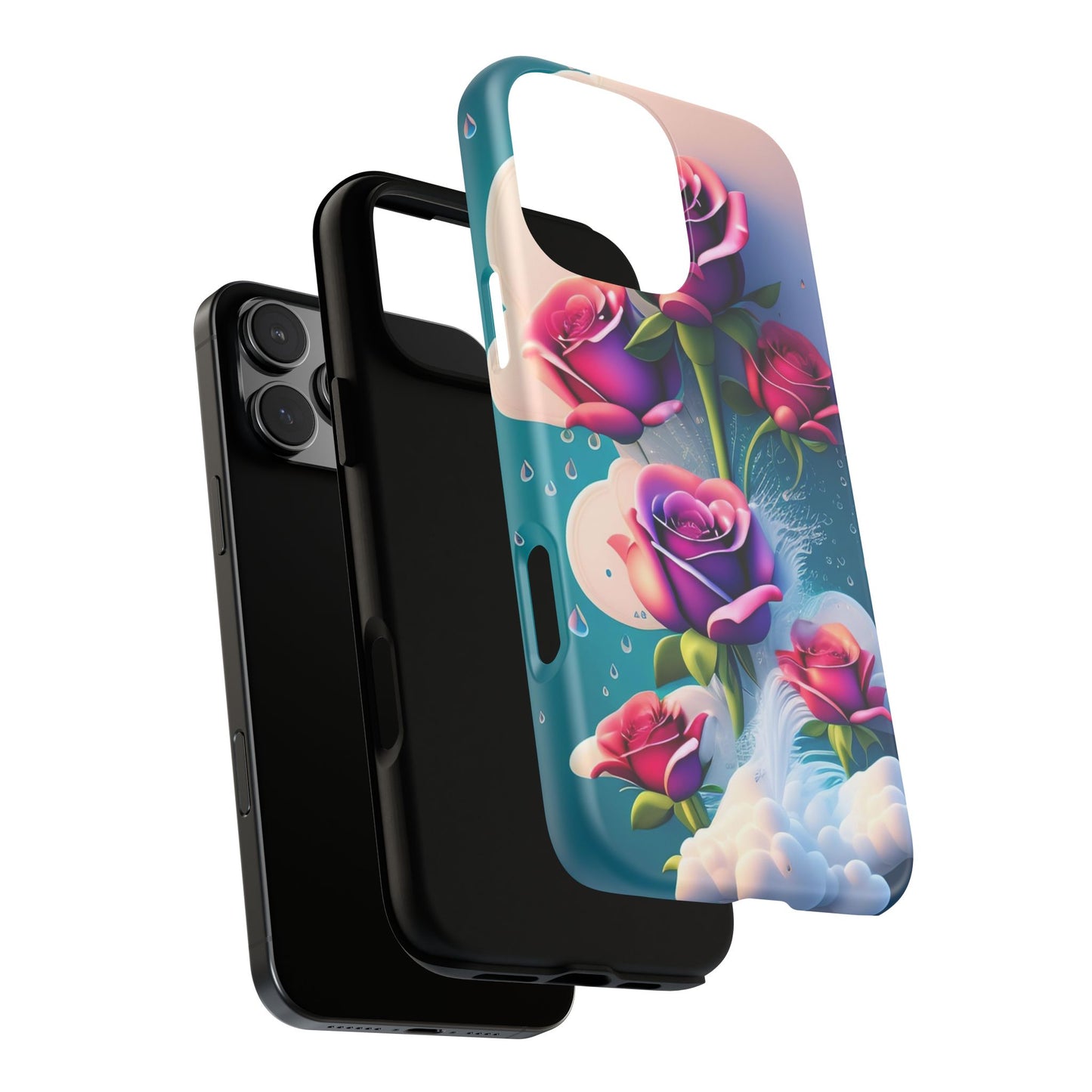 Floral Dream Tough Phone Case — Rose Bouquet Clouds Design