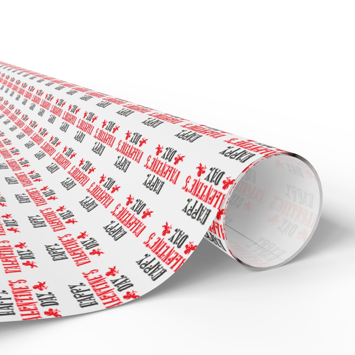 Wrapping Paper Roll — Festive "Happy Valentine's Day" Red & Black Pattern