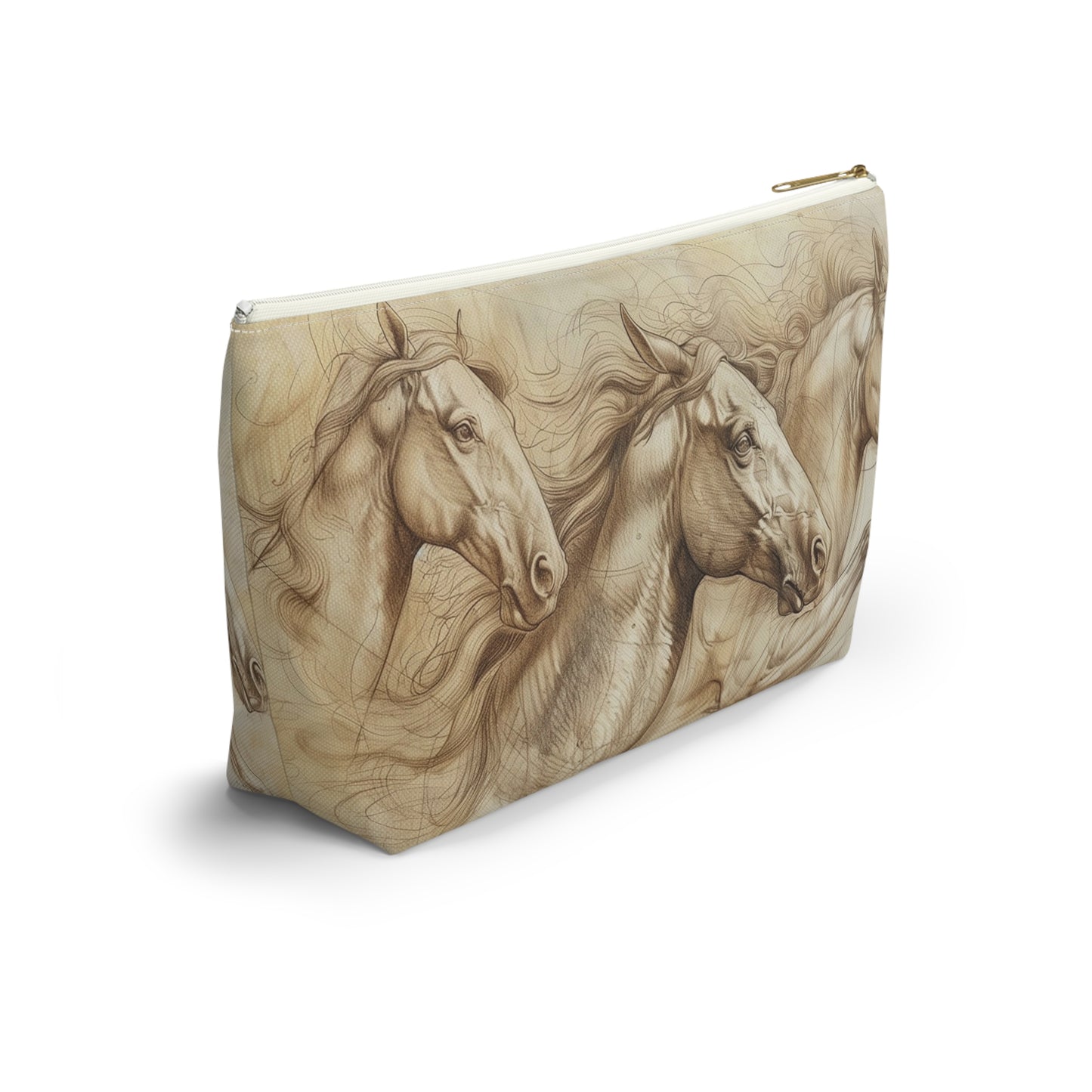 Horse Run Accessory Pouch — Equestrian Makeup & Travel T-Bottom Bag