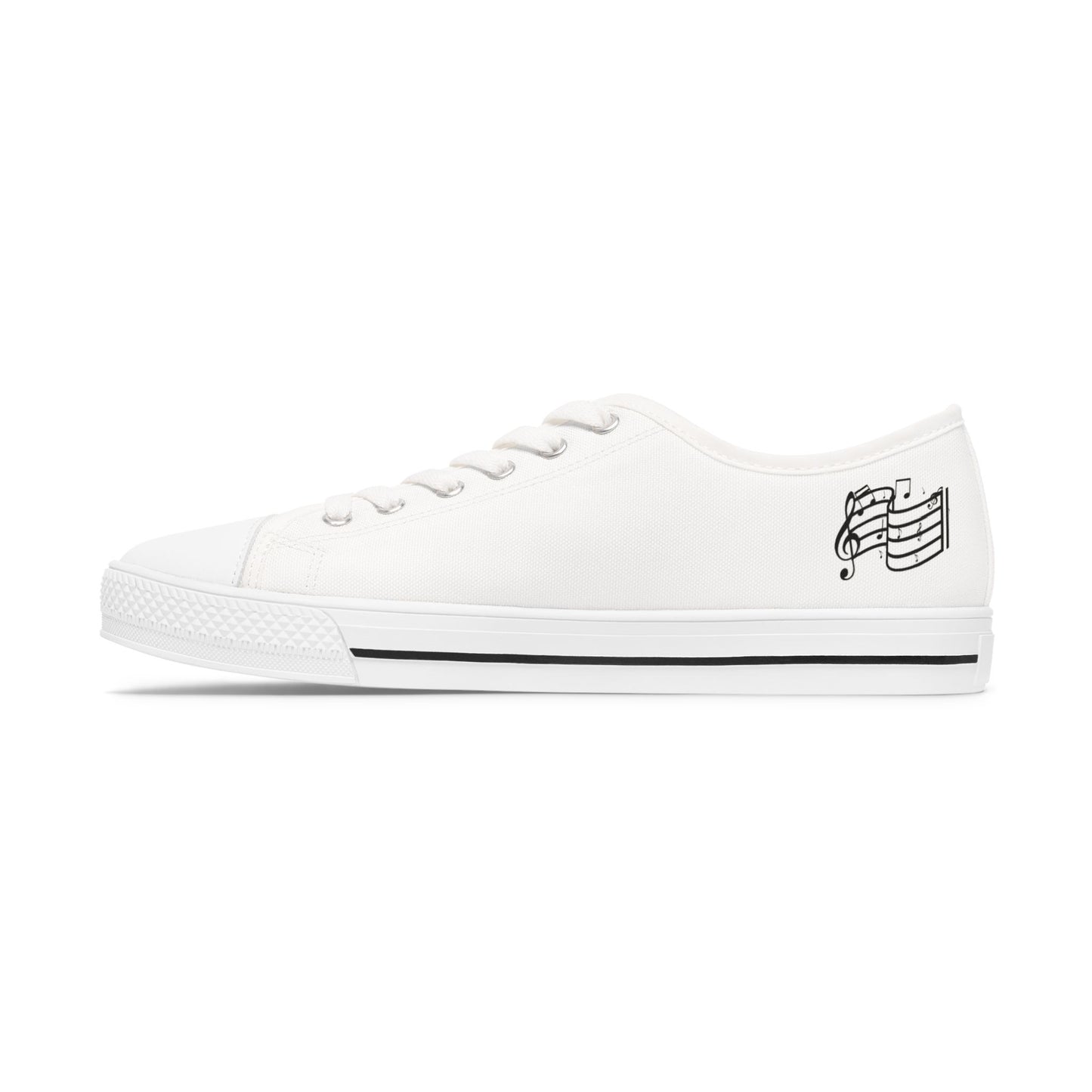 White Low Top Sneakers — Classic Women's Canvas Casual Shoes