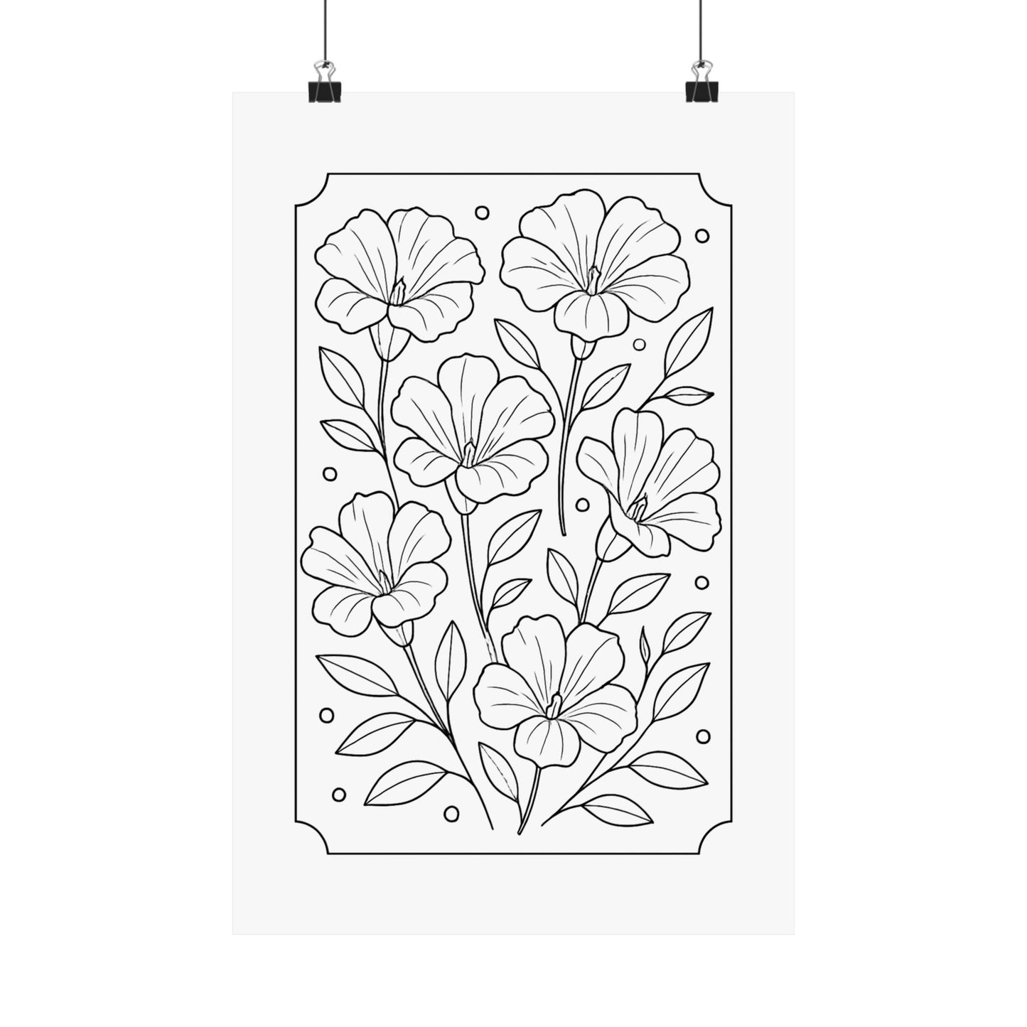 Botanical Line Art Poster — Matte Vertical Floral Wall Art - DIY
