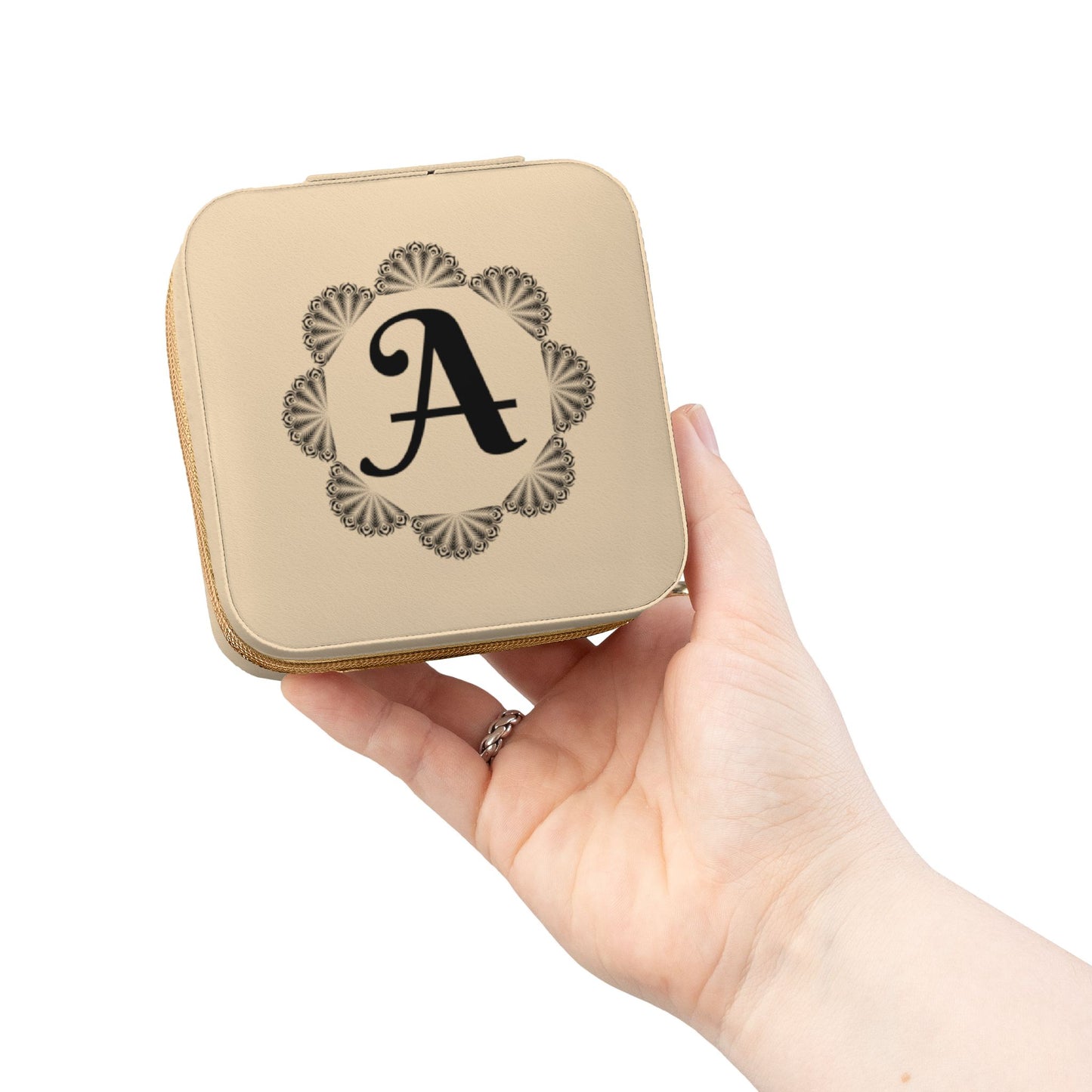 Monogrammed A Pink Travel Jewelry Case — Compact Organizer for Earrings, Rings & Necklaces