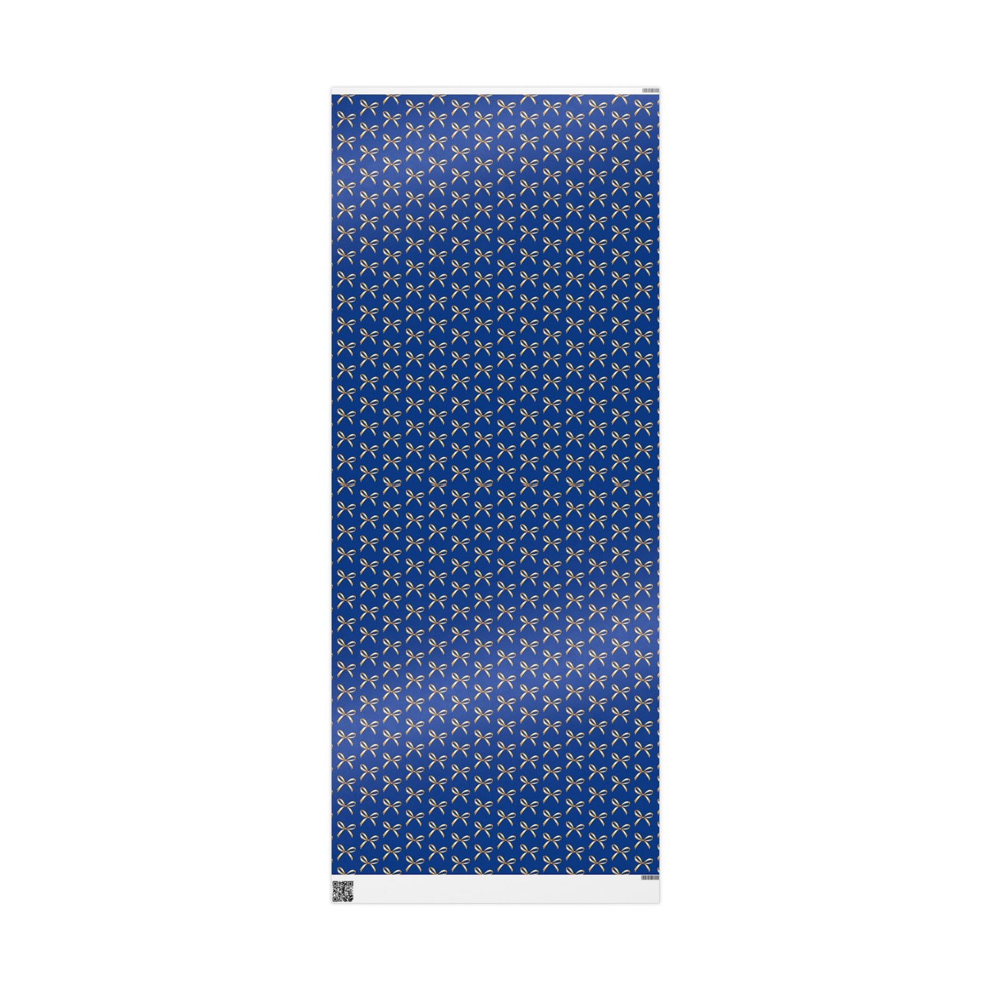 Wrapping Paper — Blue Gift Wrap with Gold Ribbon Pattern