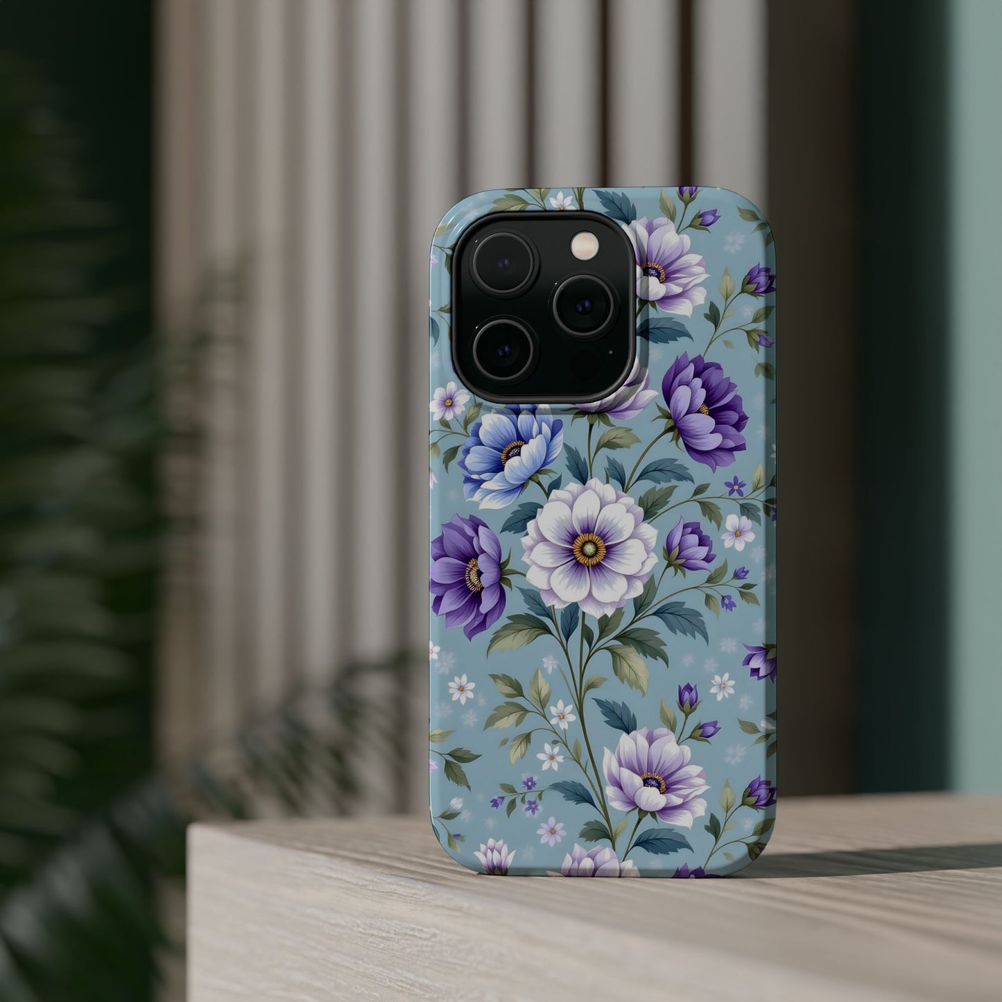 Floral Purple Peony Phone Case — Magnetic Impact‑Resistant Protective Cover