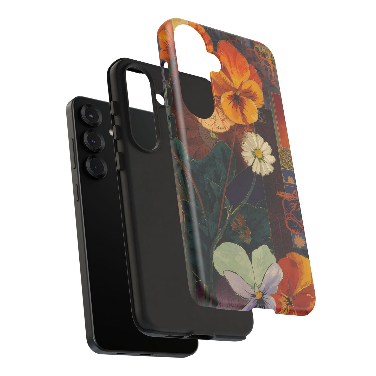 Floral Pansy Tough Phone Case — Vintage Botanical Protection