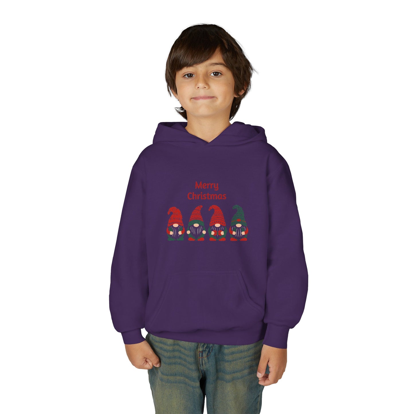 Youth Christmas Gnome Hoodie - "Merry Christmas" Holiday Kids Sweatshirt