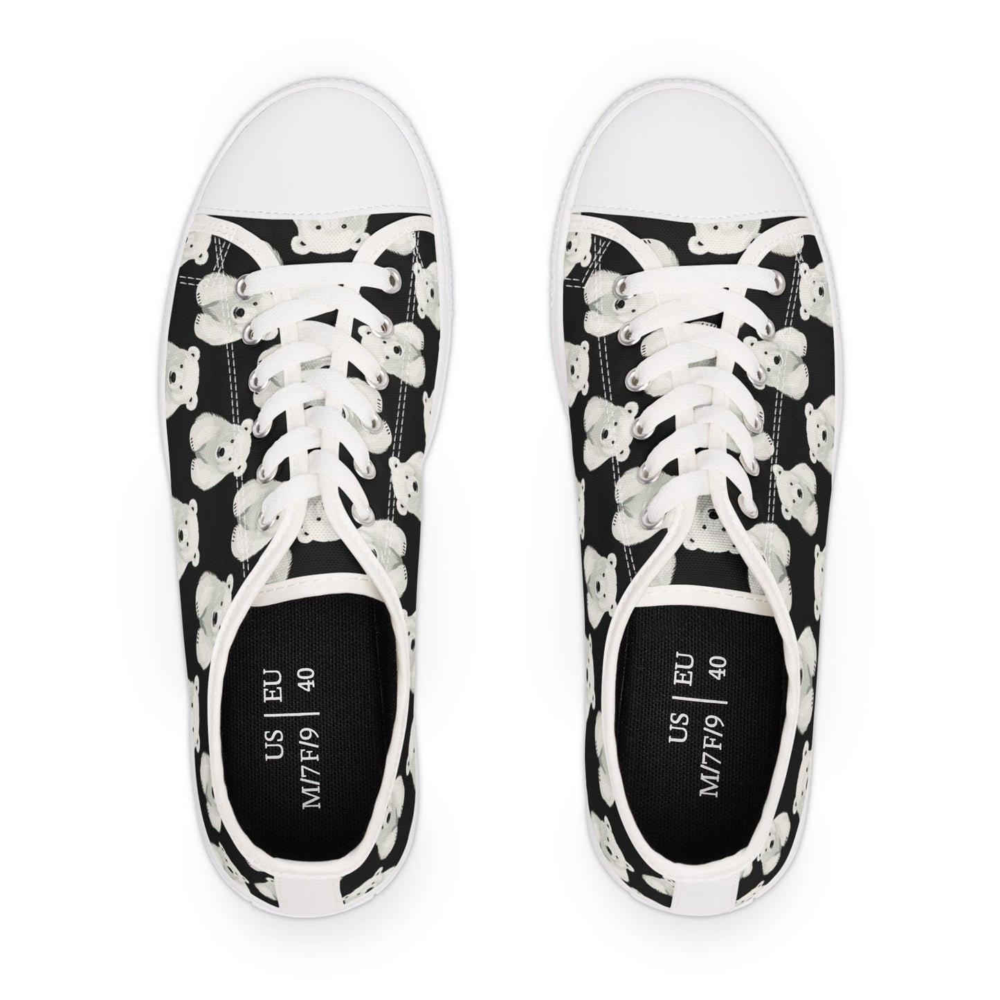 Polar Bear Pattern Low Top Sneakers — Cute Women's Canvas Shoes