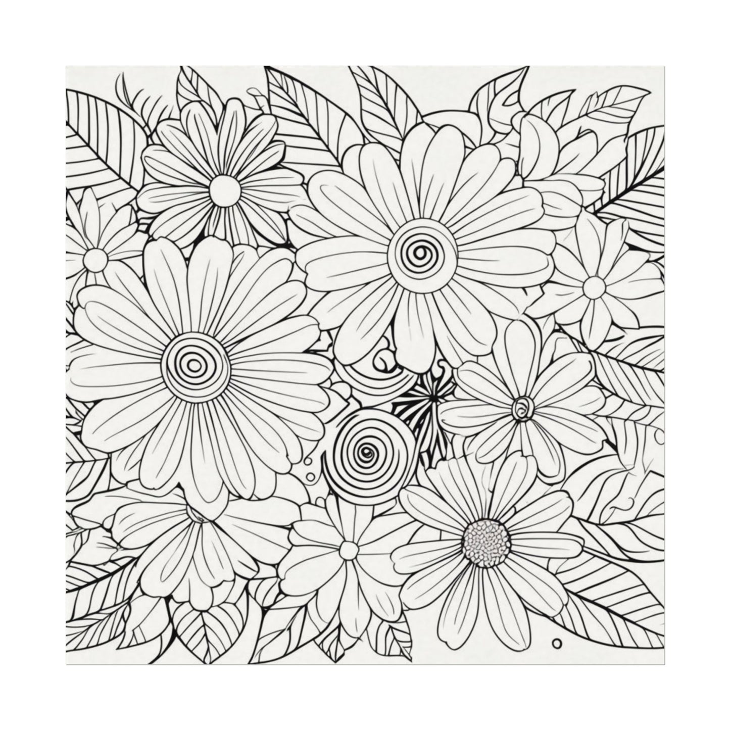 COLOR IT YOURSELF Floral Line Art Poster — Textured Matte Print
