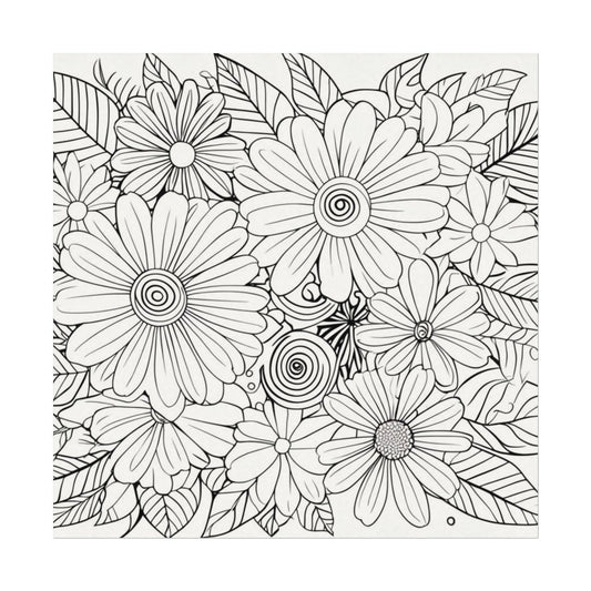 COLOR IT YOURSELF Floral Line Art Poster — Textured Matte Print