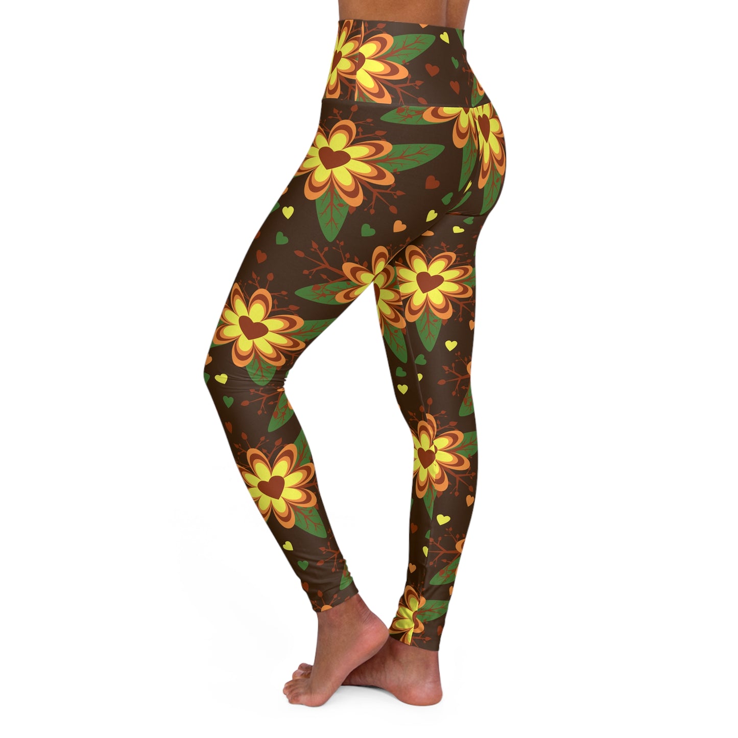 High Waisted Floral Yoga Leggings V12