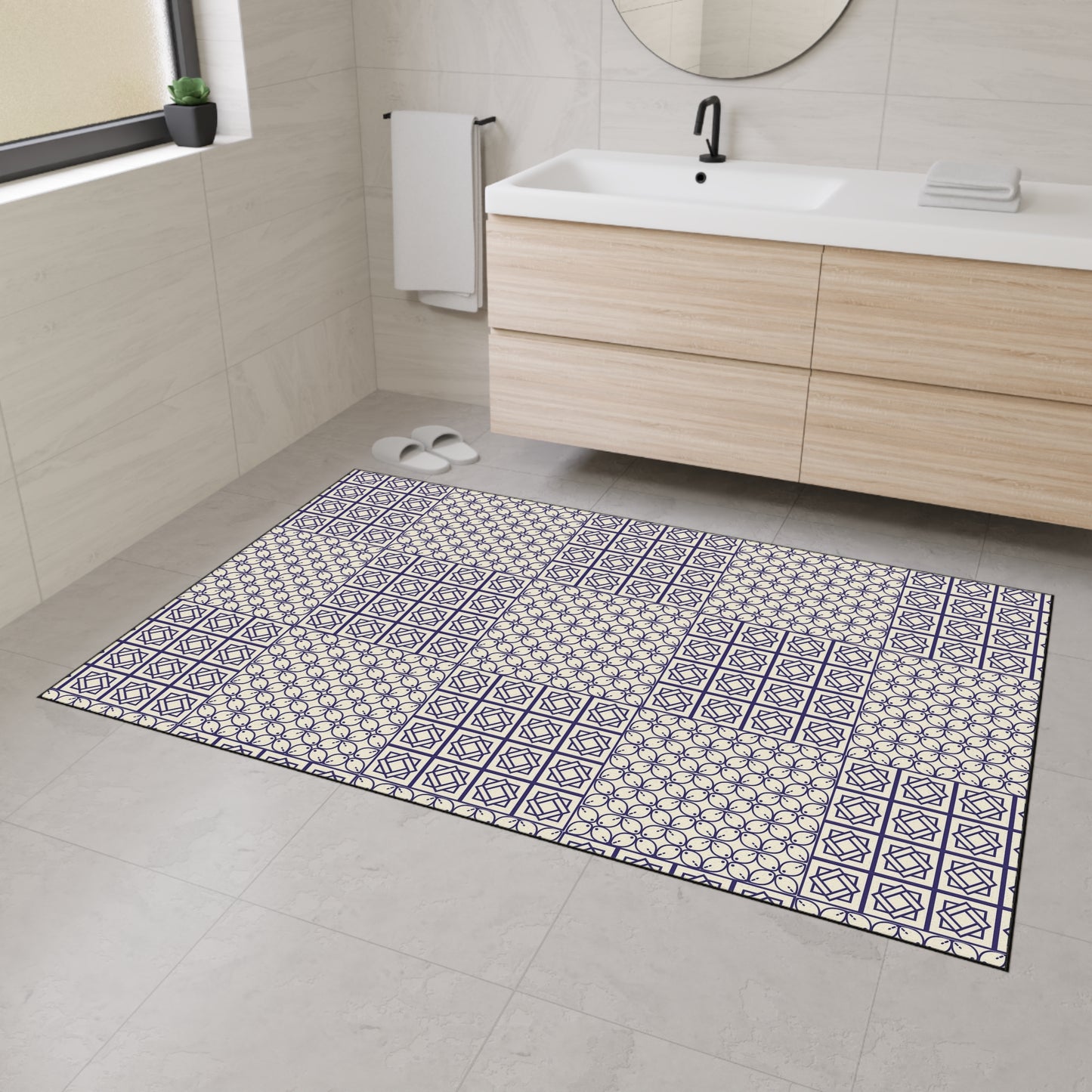 Geometric Patchwork Heavy-Duty Floor Mat — Non-Slip Entry Rug