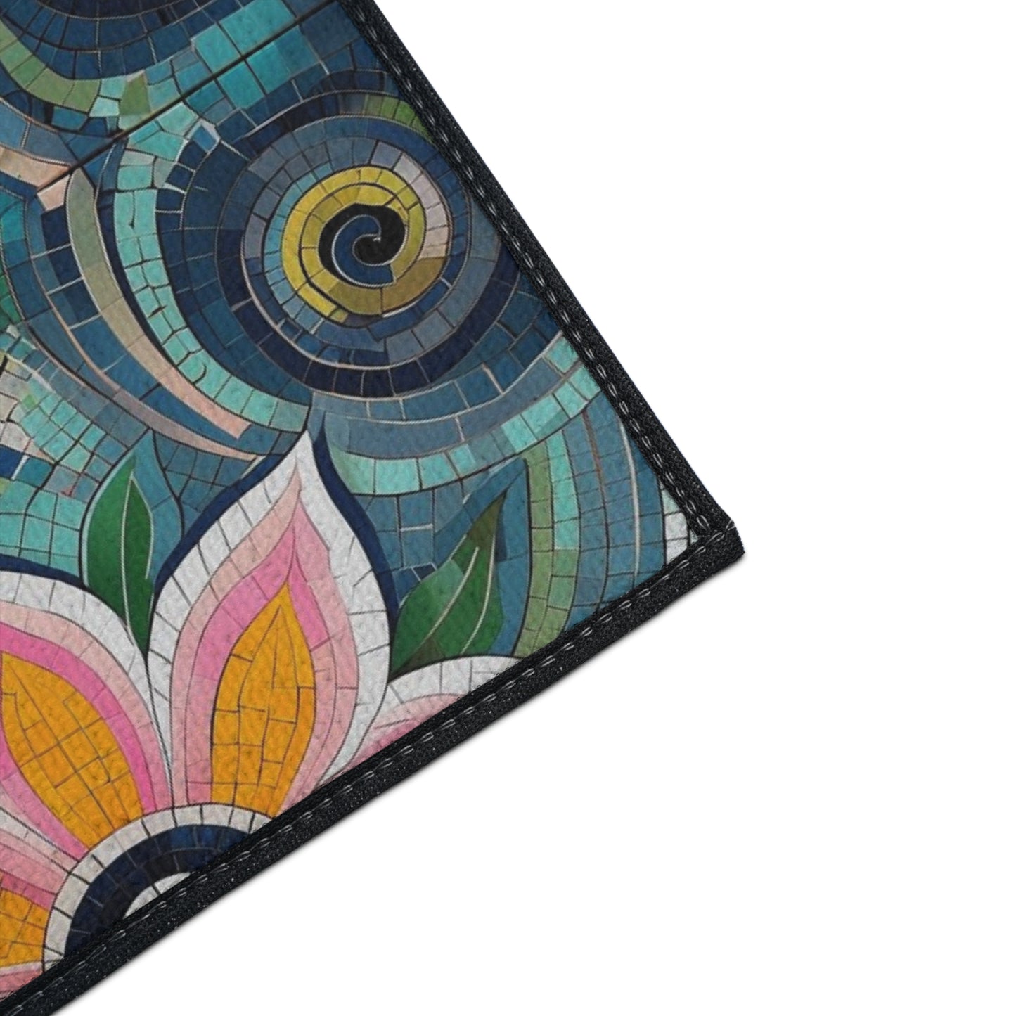 Floral Mosaic Heavy-Duty Floor Mat — Non-Slip Garden Pattern Rug