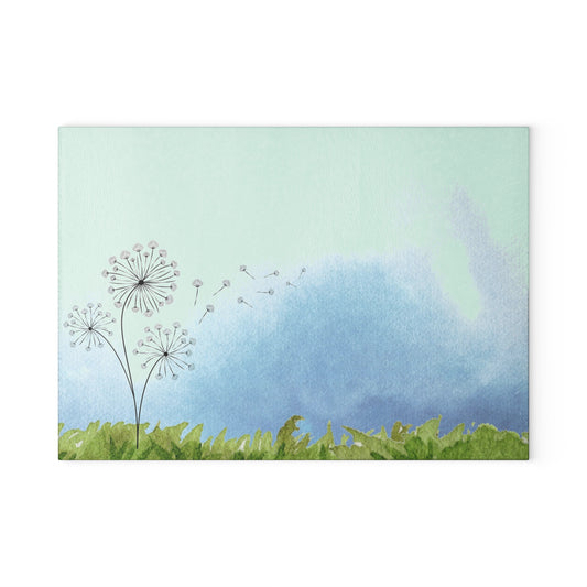 Artistic Glass Cutting Board - Floral Design for Kitchen Decor, Gift for Chefs, Wedding, Housewarming, Cooking Enthusiasts