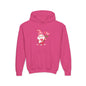 Valentine Gnome Kids Hoodie — Cute Pink Gnome Holding Rose Youth Sweatshirt