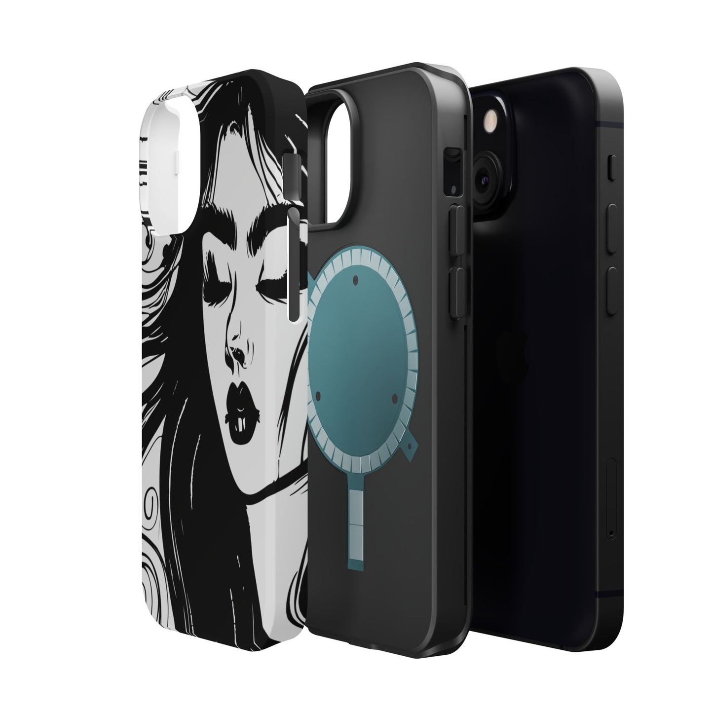 Artistic Black & White Portrait Phone Case — Magnetic Impact-Resistant