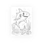 Cute Shark Coloring Poster — Satin & Archival Matte Ocean Print for Kids’ Rooms