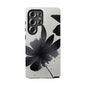Monochrome Floral Tough Phone Case — Black Ink Flower Protective Cover