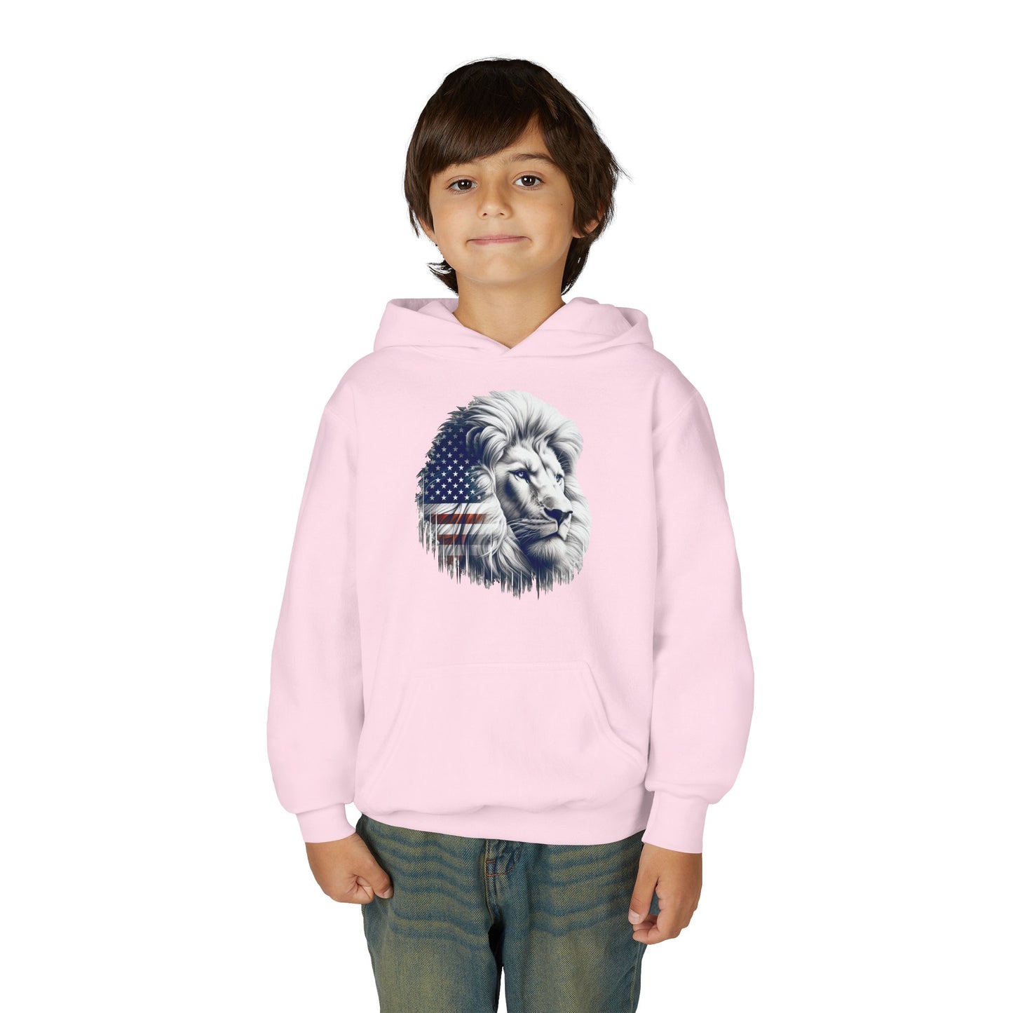 American Flag Lion Hoodie | Patriotic Lion Graphic Youth Sweatshirt