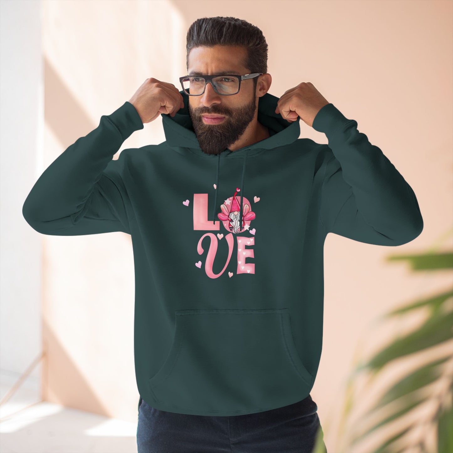 Love Blossom Hoodie — Pink Floral "LOVE" Graphic Fleece Hoodie