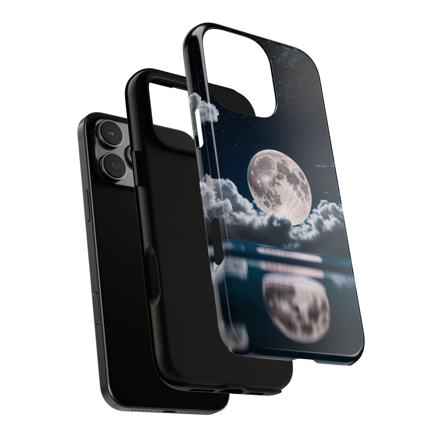 Moonlit Reflection Phone Case — Night Sky Moon & Clouds Tough Case