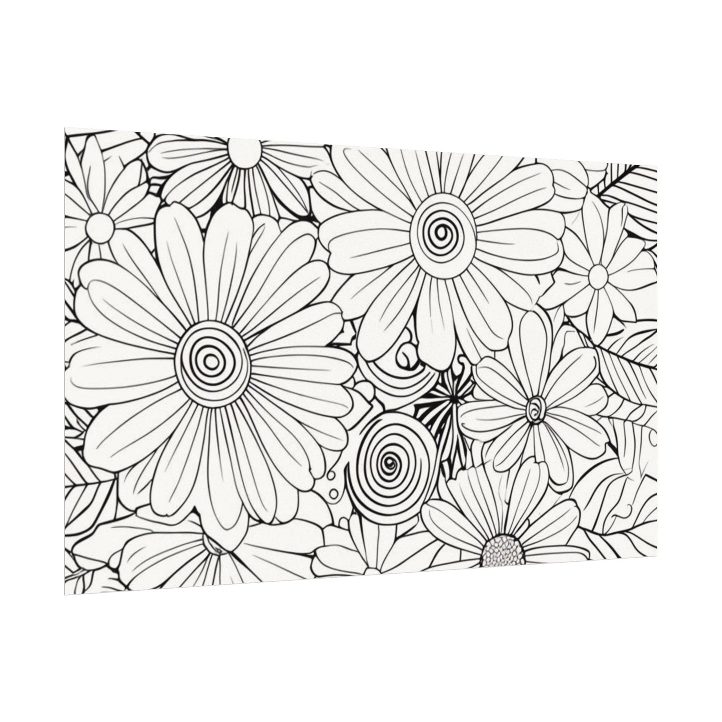 COLOR IT YOURSELF Floral Line Art Poster — Textured Matte Print