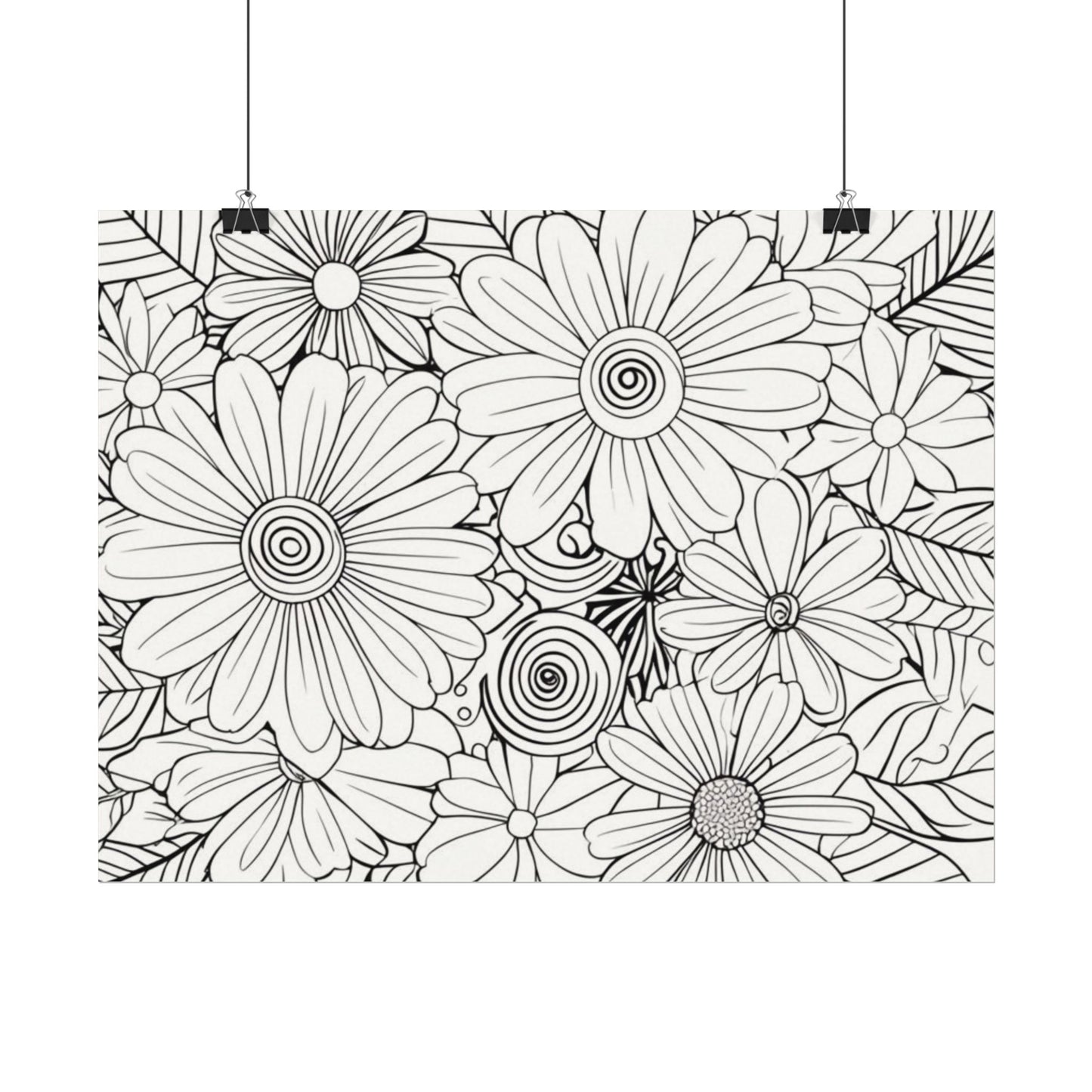COLOR IT YOURSELF Floral Line Art Poster — Textured Matte Print