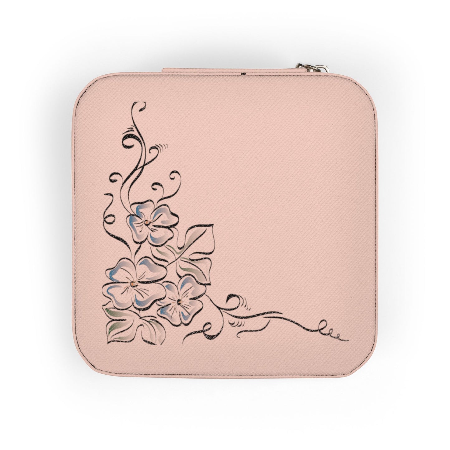 Jewelry Travel Case — Compact Pink Floral Organizer for Rings, Earrings & Necklaces