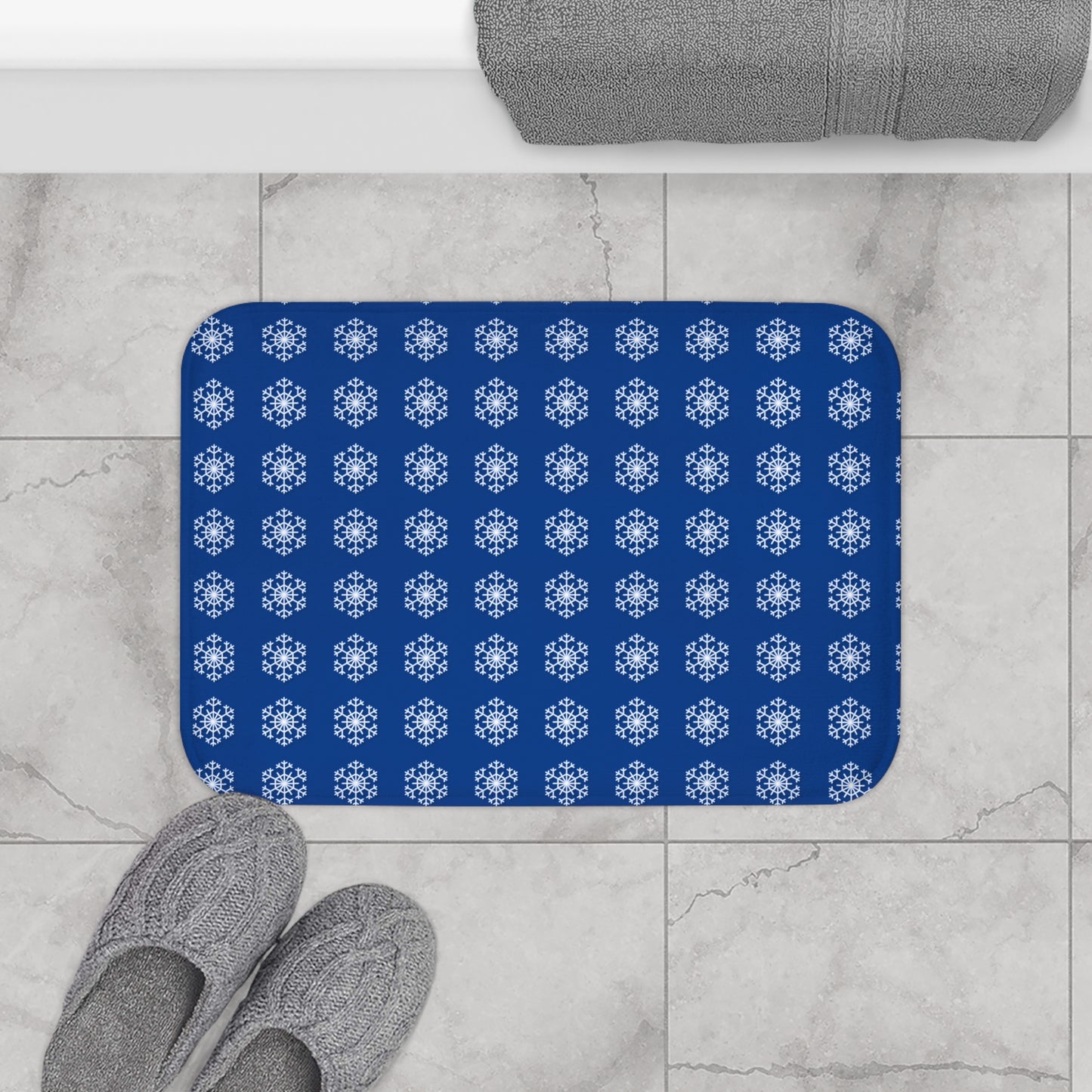 Snowflake Bath Mat - Cozy Bathroom Decor, Winter Theme Mat, Holiday Gift, Non-Slip Rug, Contemporary Style Accent