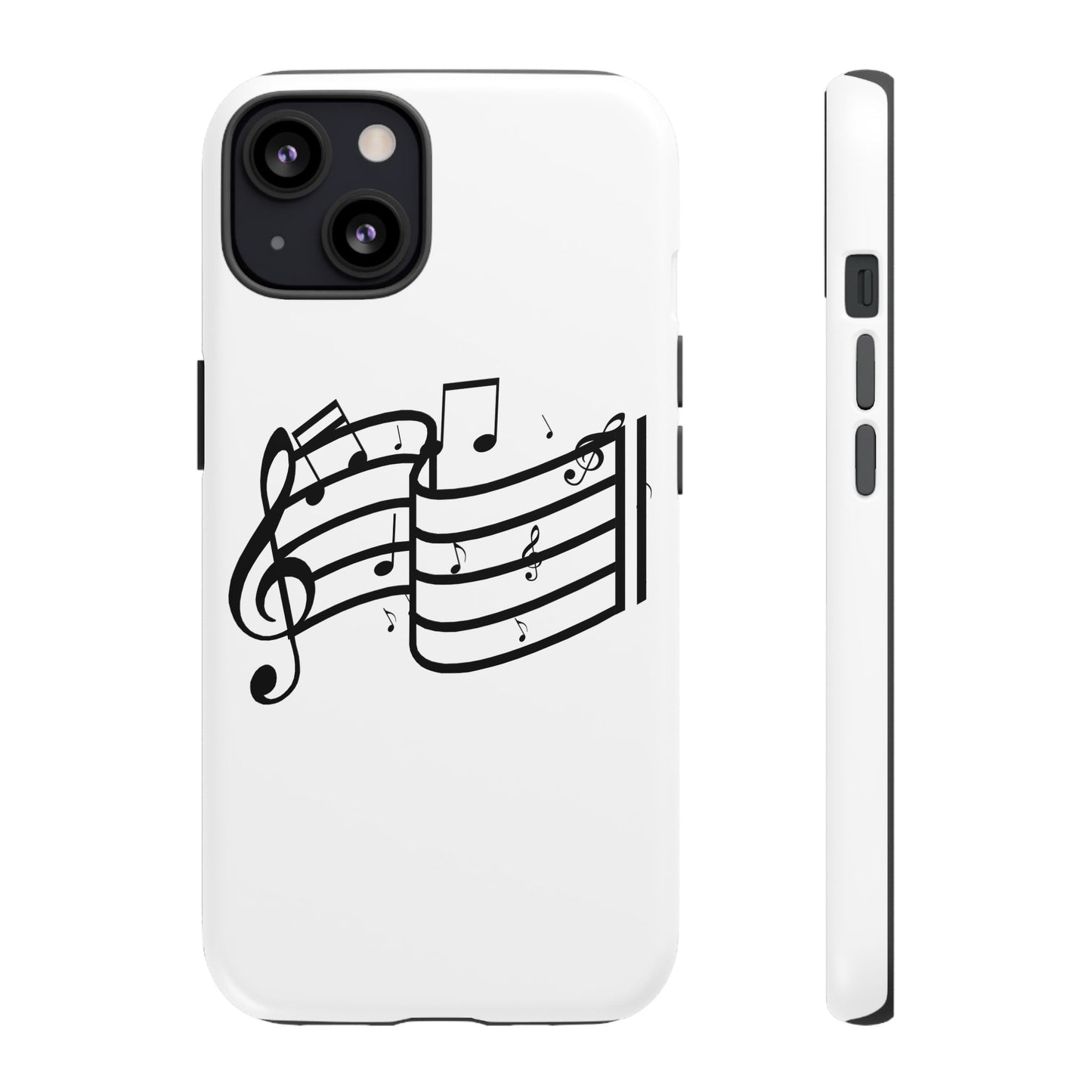 Musical Notes Phone Case — Black Treble Clef Music Staff Tough Case